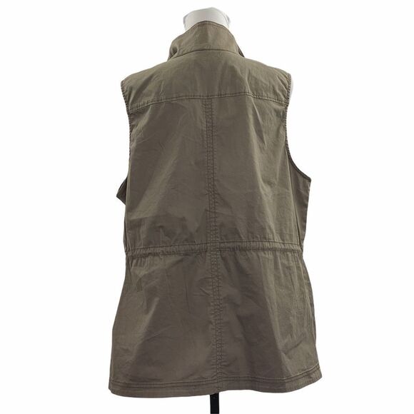 INTRO. Brown Utility Button Down Vest Jacket 1X - Picture 3 of 11